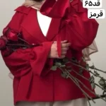 کت قرمز عروسکی/کت پاییزه/کت عروسکی/کت استین بنددار/مانتوکتی/مانتو/کت جدید/کت مازراتی - تصویر 3