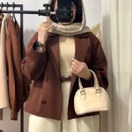 کت/کت قهوه ای/کت شکلاتی/کت زنانه/کت مازراتی/کت فری سایز/مانتوکتی - تصویر 5