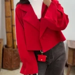 کراپ کت عروسکی/کت فری سایز/کت کوتاه عروسکی/کت استین بنددار