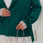 کت  رنگ سال/کت سبزکله غازی/عروسکی/کت/کت استین بنددار/کت زنانه/کت عروسکی آستین گیپوردار/کت مجلسی/کت جدید - تصویر 4