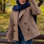 پالتو فوتر آستردار زنانه کوتاه در رنگ بندی - تصویر 2
