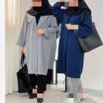مانتو بلند زنانه جنس کرپ مازراتی همراه کمربند مزون دوز - تصویر 3