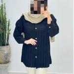 شومیز مانتویی زنانه جلو دکمه کوک دوزی در قد دلخواه - تصویر 7