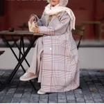 پالتو آستردار زنانه بلند مدل چهارخونه - تصویر 6