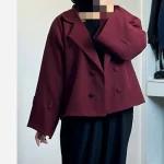 کت تک زنانه دخترانه یقه انگلیسی آستین بندی چری