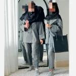 مانتو شلوار کت شلوار رسمی دیپلمات اداری دانشجویی طوسی مشکی سرمه ای مزون دوز - تصویر 5