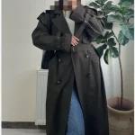 بارونی بلند زنانه دخترانه ترنچ کت ترک بارونی آستردار جلیقه ای کمربند دار رنگ بندی 34 تا 60 - تصویر 4