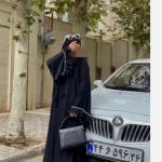 عبا زنانه مجلسی جواهر دوزی نگین کریستال و آستین گیپوری الیزه - تصویر 4