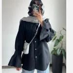 مانتو عروسکی دخترانه آستین چین در رنگ بندی - تصویر 3