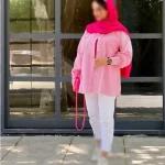 تونیک راه راه ترند آبی صورتی سبز از 34 تا 60 - تصویر 4