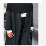 مانتو بلند دانشجویی اداری دیپلمات مشکی نو مدادی سرمه ای مدل آندیا - تصویر 4