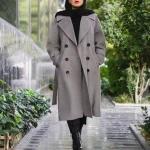 پالتو زنانه بلند جناغی در رنگ بندی و سایزبندی - تصویر 3