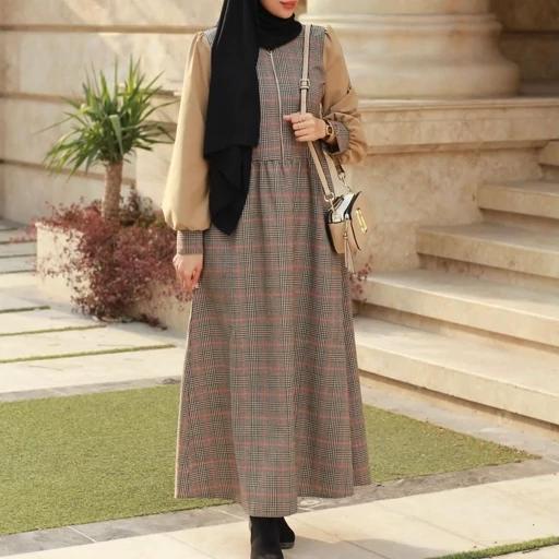 qkd55mRHyavFeY3IJvmJeorPw0nW68OxWkSLEI2QGyclRceI8C.jpg_512X512X70.jpg پالتو زنانه و دخترانه بلند پشمی چهارخونه در سایز بندی - تصویر 1