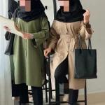 مانتو دانشجویی اداری زنانه دخترانه بلند کمربند دار مزون دوز در قد دلخواه - تصویر 3